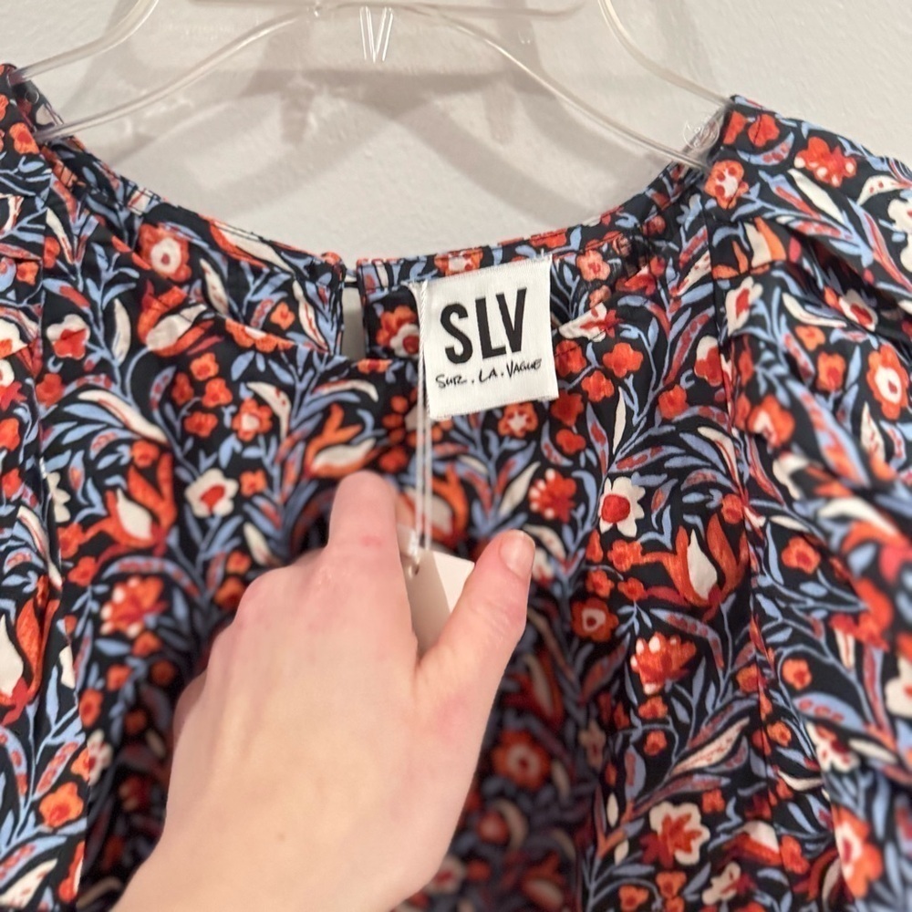 NWT Sur La Vague Floral Ruffle Short Sleeve Top Size Small/Medium - Picture 4 of 7